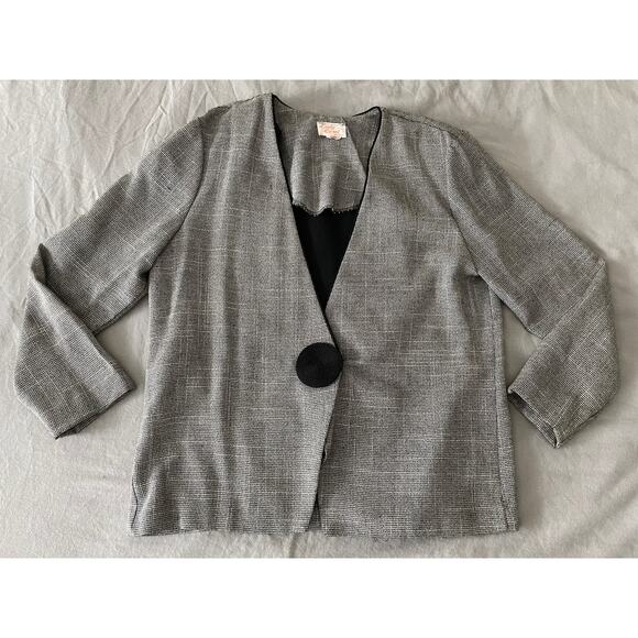 Vintage Lady Carol of New York Black & White Houndstooth Blazer SZ 12 - Picture 1 of 10